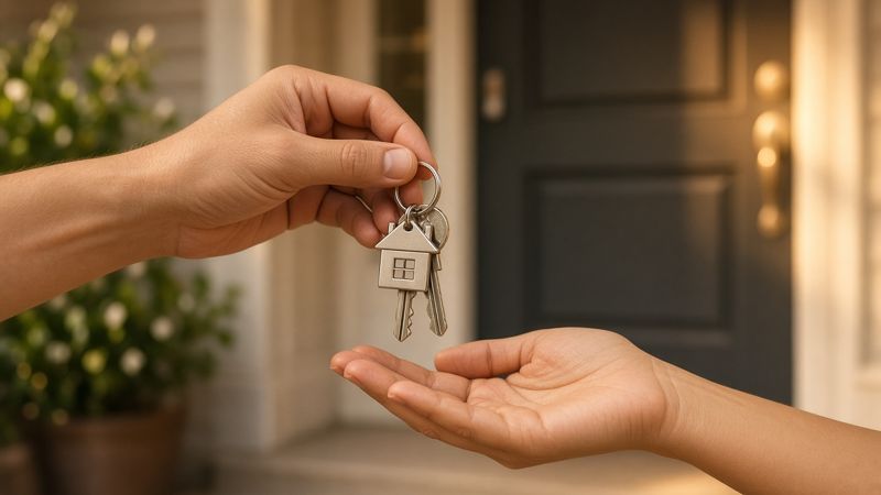 New house keys being handed over